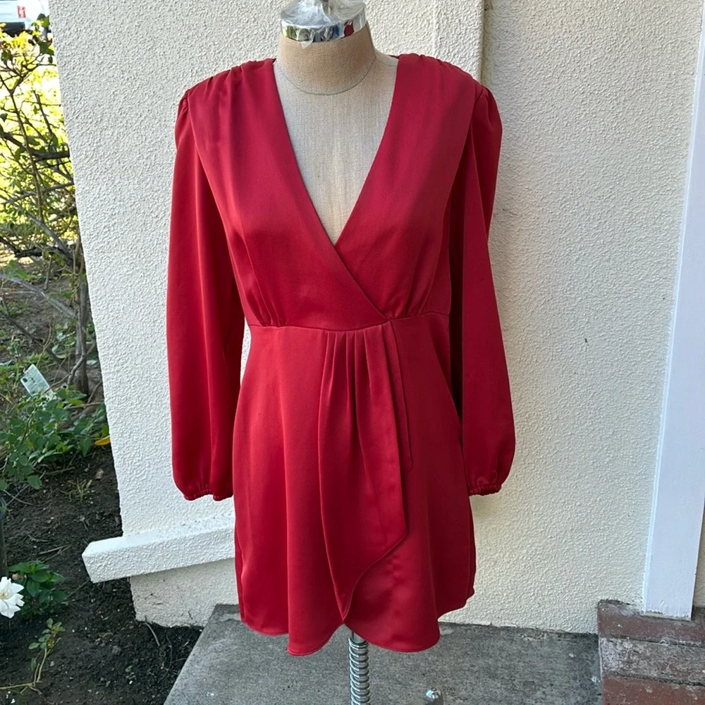 Sandro Paris Leana Wrap-Effect balloon sleeved mini dress from Neiman’s - Picture 2 of 16